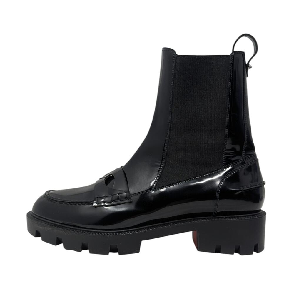 Christian Louboutin Montezu Chelsea Lug Sole Ankle Boot Chunky Patent 39